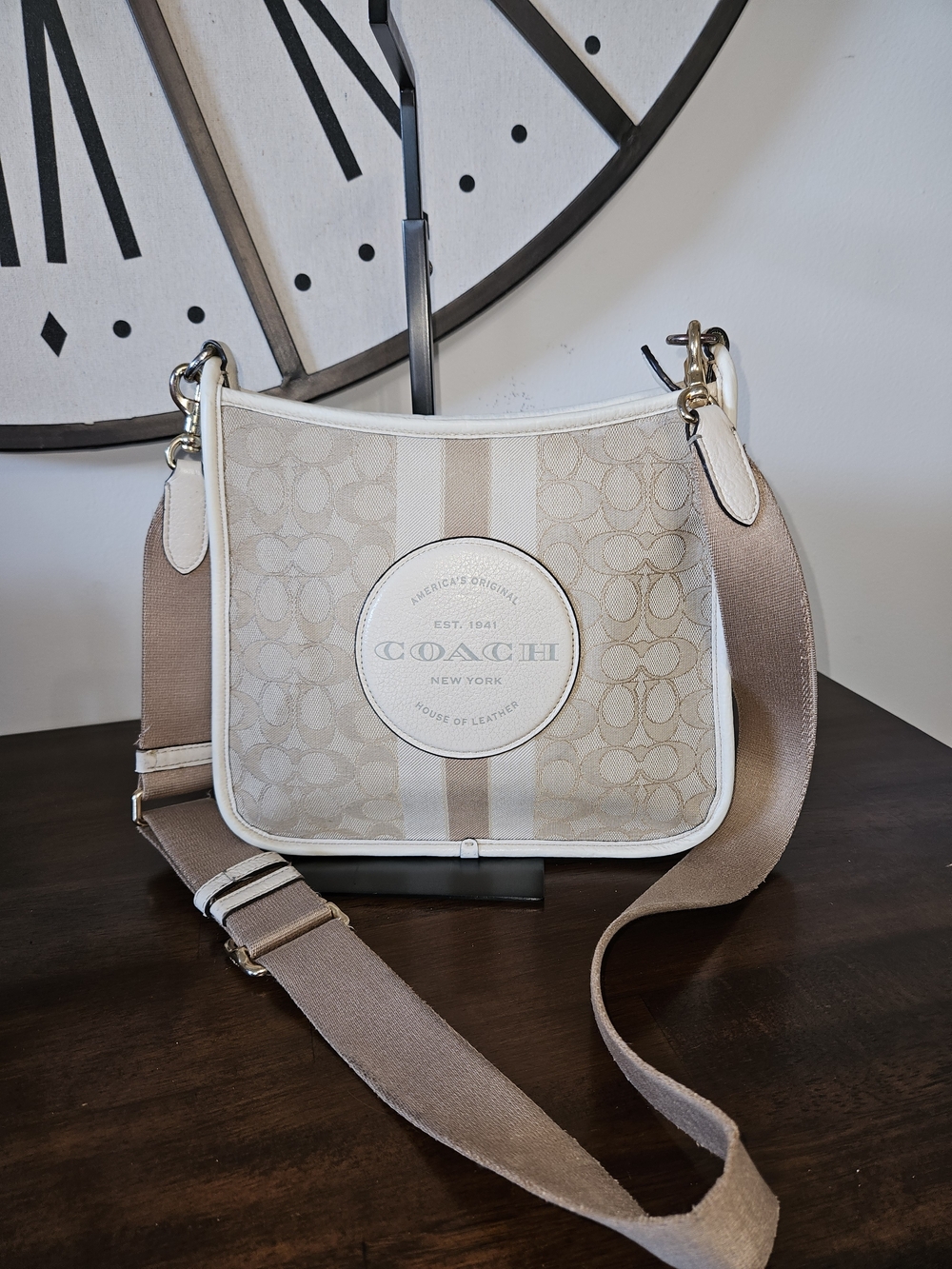 COACH Dempsey Canvas Crossbody Bag in Beige